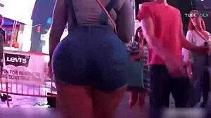 Big butt Latina shows off her juicy booty in tight shorts