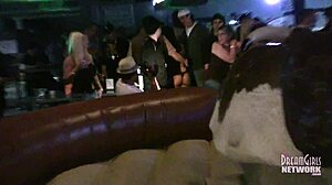 Hot girls in underwear riding bulls at local bar