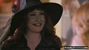 Stepmother's absence leads to erotic Halloween role-playing and hidden passion