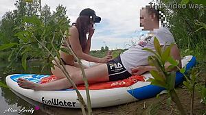 Amateur couple's outdoor adventure turns into a wild river sex session